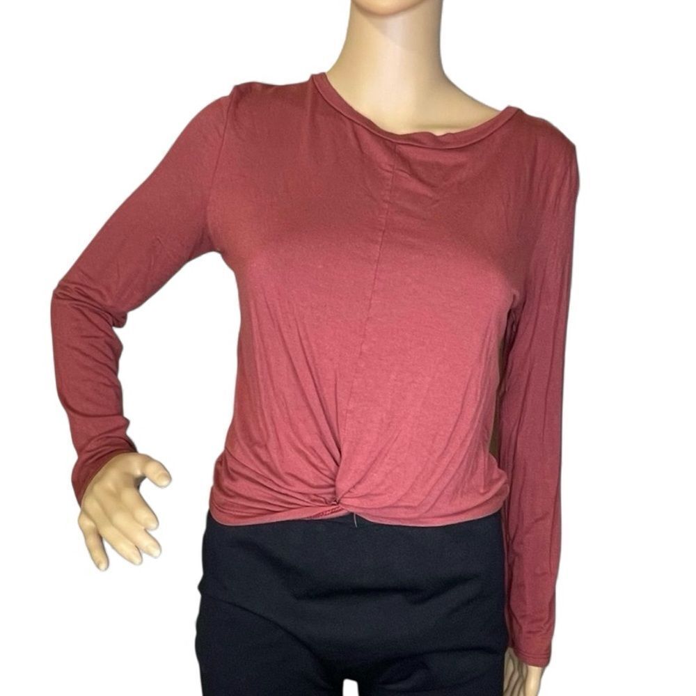 Gaze Mauve Long Sleeve Blouse Top Knot Front Size Large